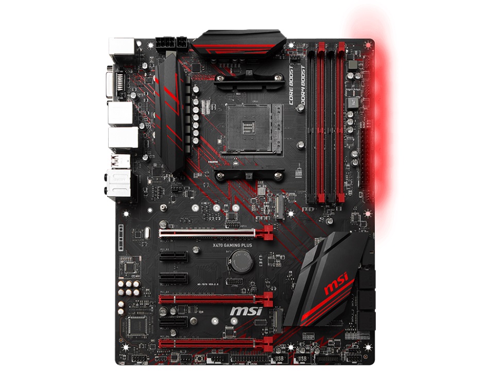 Материнская плата MSI X470 GAMING PLUS (AM4, AMD X470, 4xDDR4, 3xPCI-Ex16, 3xPCI-Ex1, DVI, HDMI, SATAIII+RAID, M.2, GLan, USB 3.1, ATX, Retail) Материнская плата MSI X470 GAMING PLUS (AM4, AMD X470, 4xDDR4, 3xPCI-Ex16, 3xPCI-Ex1, DVI, HDMI, SATAIII+RAID, M.2, GLan, USB 3.1, ATX, Retail)