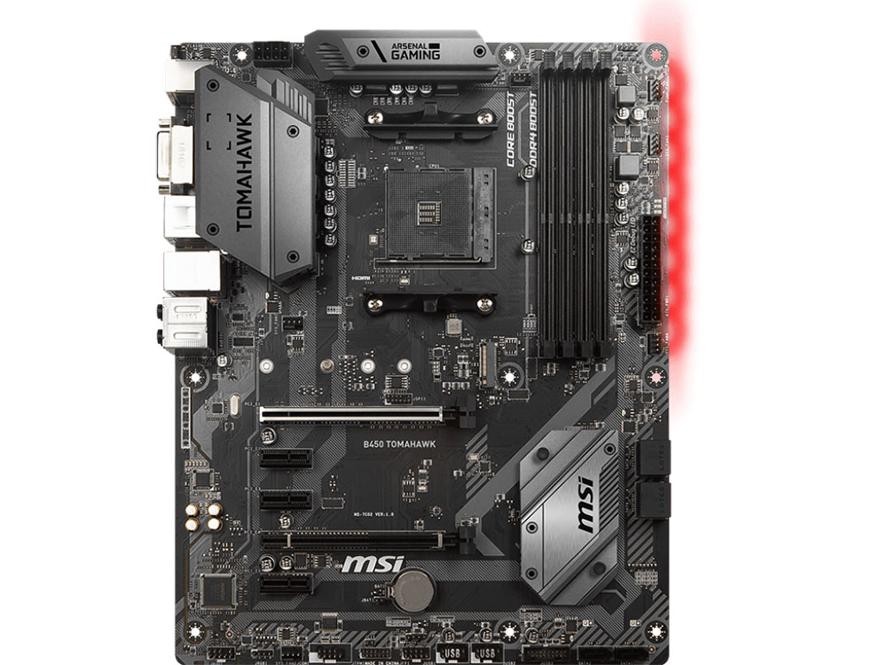 

Материнская плата MSI B450 TOMAHAWK (AM4, AMD B450, 4xDDR4, 2xPCI-Ex16, 3xPCI-Ex1, DVI, HDMI, SATAIII+RAID, M.2, GBLan, USB 3.1, ATX, Retail)