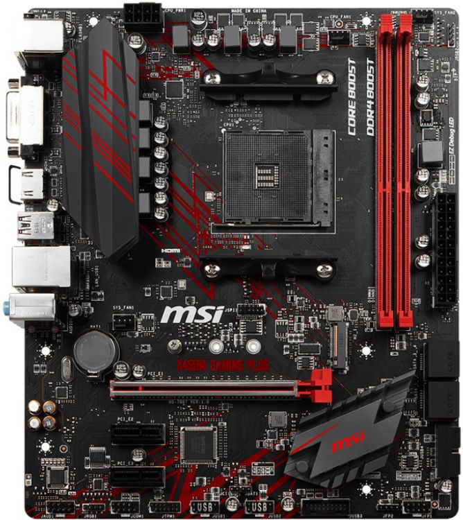 

Материнская плата MSI B450M GAMING PLUS (AM4, AMD B450, 2xDDR4, PCI-Ex16, 2xPCI-Ex1, DVI, HDMI, SATAIII+RAID, M.2, GBLan, USB 3.1, mATX, Retail)
