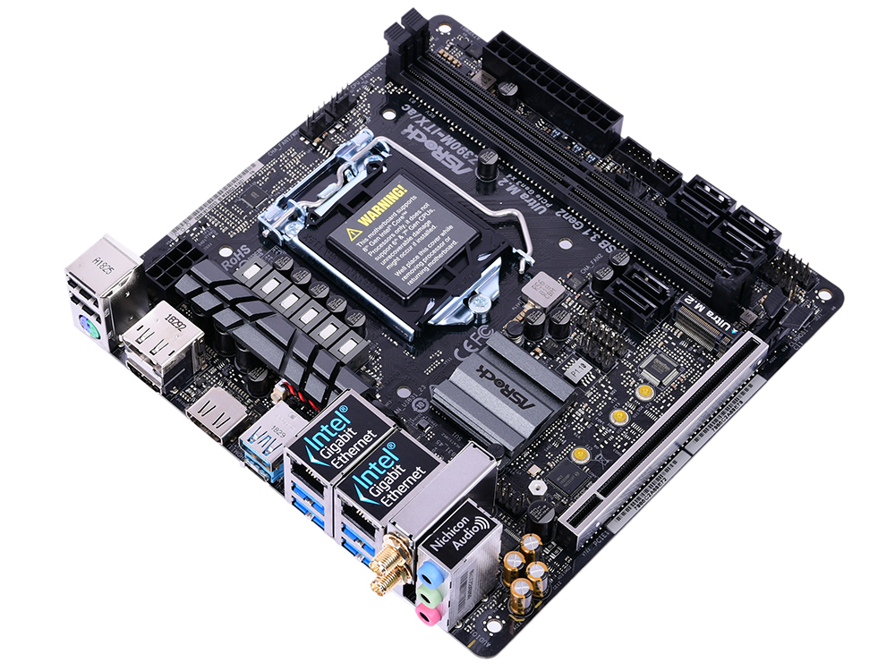 

Материнская плата ASRock Z390M-ITX/AC S1151v2, Z390, 2xDDR4, PCI-Ex16, DP, HDMI, SATAIII+RAID, M.2, 2xGB Lan, WiFi+Bt, USB3.1, mini-ITX, Retail