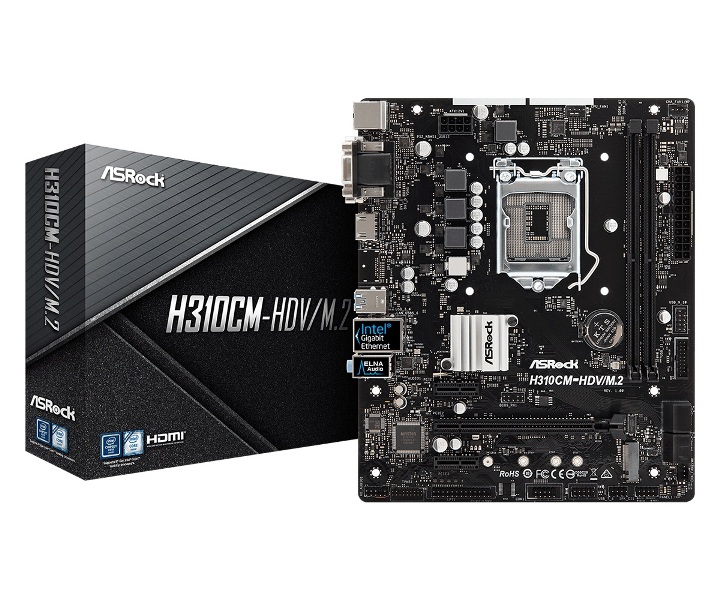 

Мат. плата ASRock H310CM-HDV/M.2 <S1151v2, iH310, 2xDDR4, PCI-Ex16, PCI-Ex1, D-SUB, DVI, SATA III, GB Lan, USB3.0, mATX, Retail>