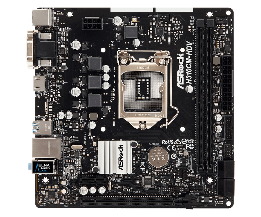 

Материнская плата ASRock H310CM-HDV S1151v2, iH310, 2xDDR4, PCI-Ex16, PCI-Ex1, D-SUB, DVI, SATA III, GB Lan, USB3.0, mATX, Retail