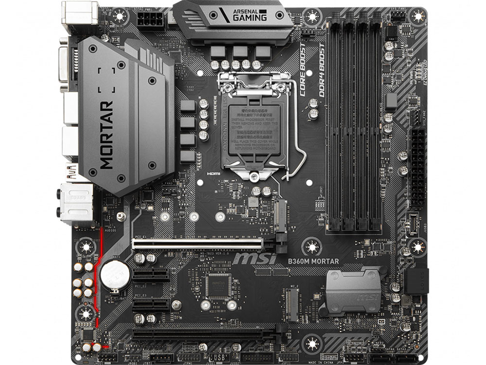 

Материнская плата MSI B360M MORTAR (S1151v2, B360, 4xDDR4, 2xPCI-Ex16, 2xPCI-Ex1, DP, DVI, HDMI, SATA III, M.2, GB Lan, USB3.1, mATX, Retail)