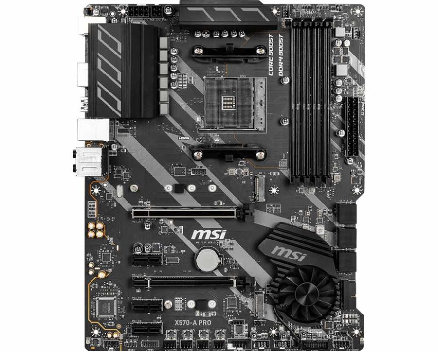 Материнская плата MSI X570-A PRO AM4, AMD X570, 4xDDR4, 2xPCI-Ex16, 3xPCI-Ex1, HDMI, SATAIII+RAID, M.2, GLan, USB 3.2, ATX