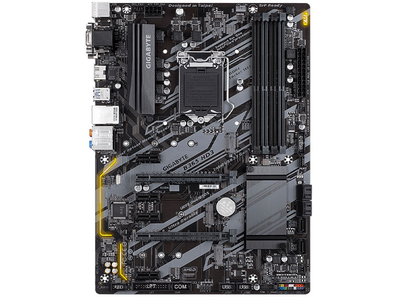 Материнская плата GIGABYTE B365 HD3 (S1151v2, B365, 4xDDR4, 2xPCI-E x16, 4xPCI-E x1, D-Sub, DVI, HDMI, SATA III, M.2, GB Lan, USB 3.1, ATX, Retail)