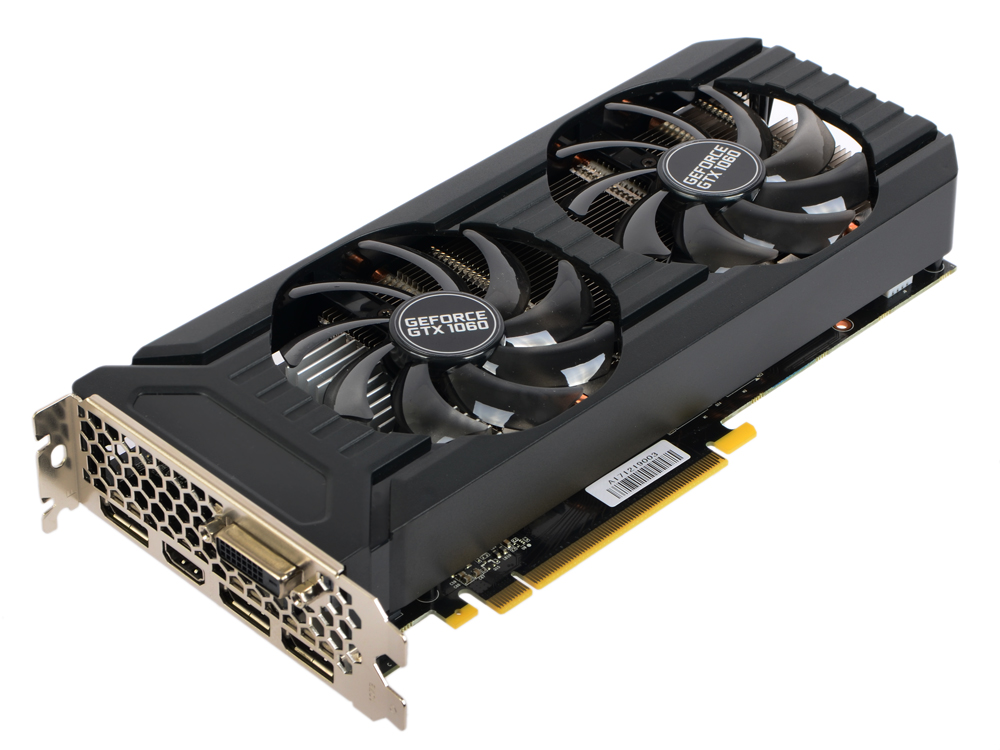 

Видеокарта 6144Mb Palit GeForce GTX1060 Dual PCI-E 192bit GDDR5 DVI HDMI DP PA-GTX1060 Dual 6G Retai