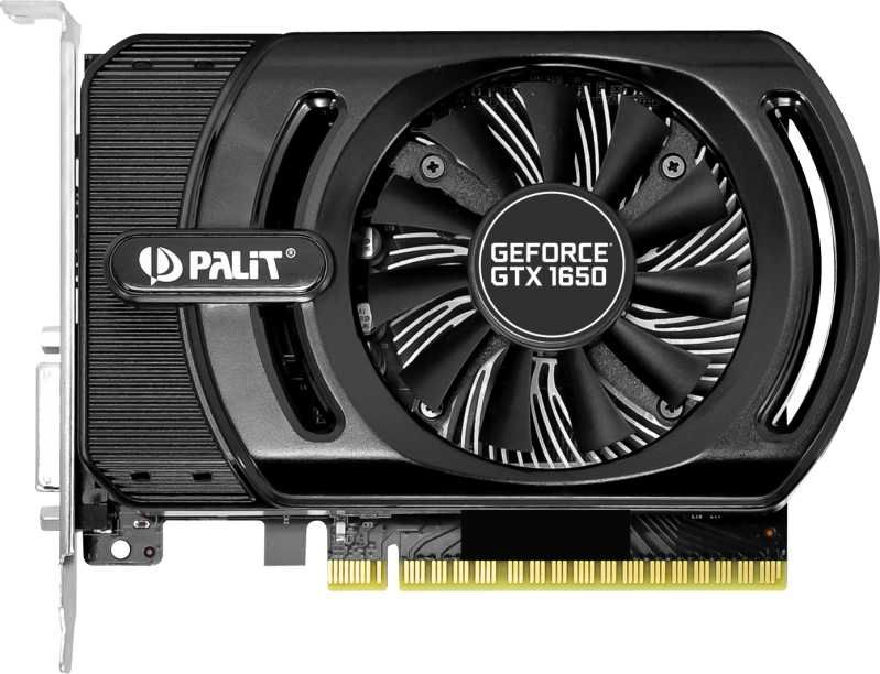 

Видеокарта Palit GeForce GTX1650STORMX+ PA-GTX1650 STORMX+ 4Gb 1 485 MHz NVIDIA GTX 1650/GDDR5 8 002Mhz/128bit/PCI-E 16x, HDMI, DVI-D