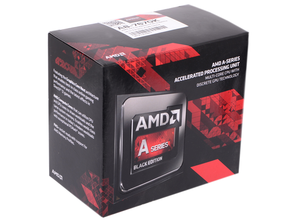 

Процессор AMD A8 7670K BOX 95W, 4core, 3.9Gh(Max), 4MB(L2-4MB), Godavari, QC, FM2+ (AD767KXBJCSBX)