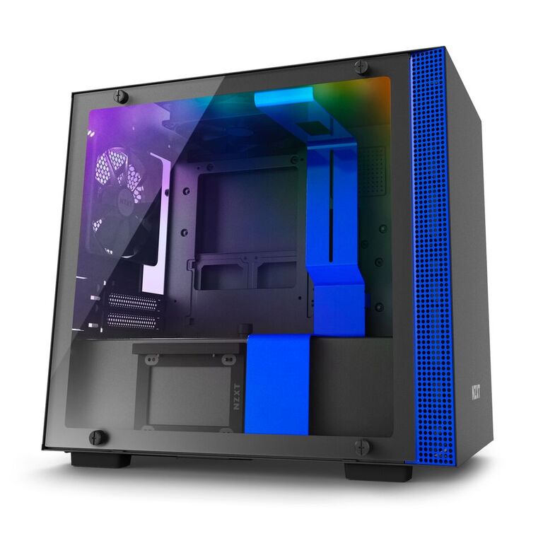 

Корпус Mini-ITX NZXT H200i Без БП чёрный синий CA-H200W-BL