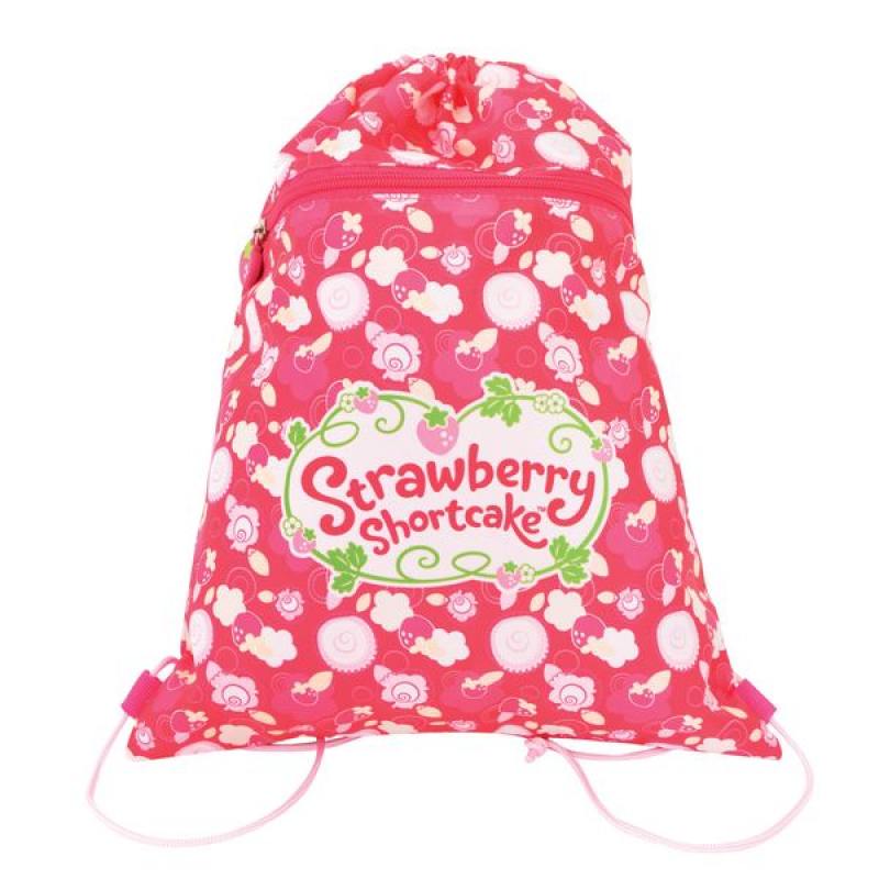 

Мешок ддя обуви STRAWBERRY SHORTCAKE, разм. 34х43 см, с карманом на молнии,цветочный принт, розовый