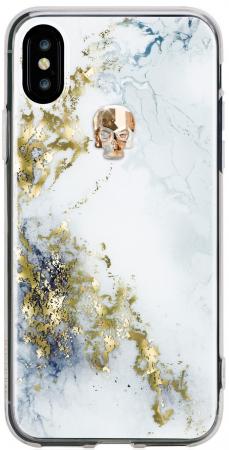 

Накладка Bling My Thing Tresure Alabaster. Gold Skull, с кристаллами Swarovski для iPhone X рисунок