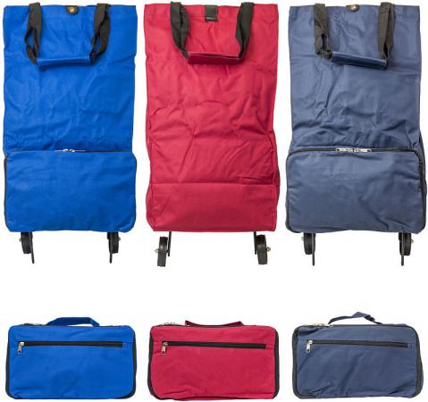 

Сумка хозяйственная складная, с маленькими колесиками, размер сумки 52x29x15 см, ассорти 3 цвета