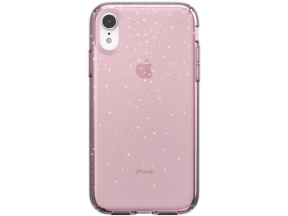

Чехол Speck Presidio Clear + Glitter для iPhone XR. Материал пластик. Цвет прозрачный/розовый.