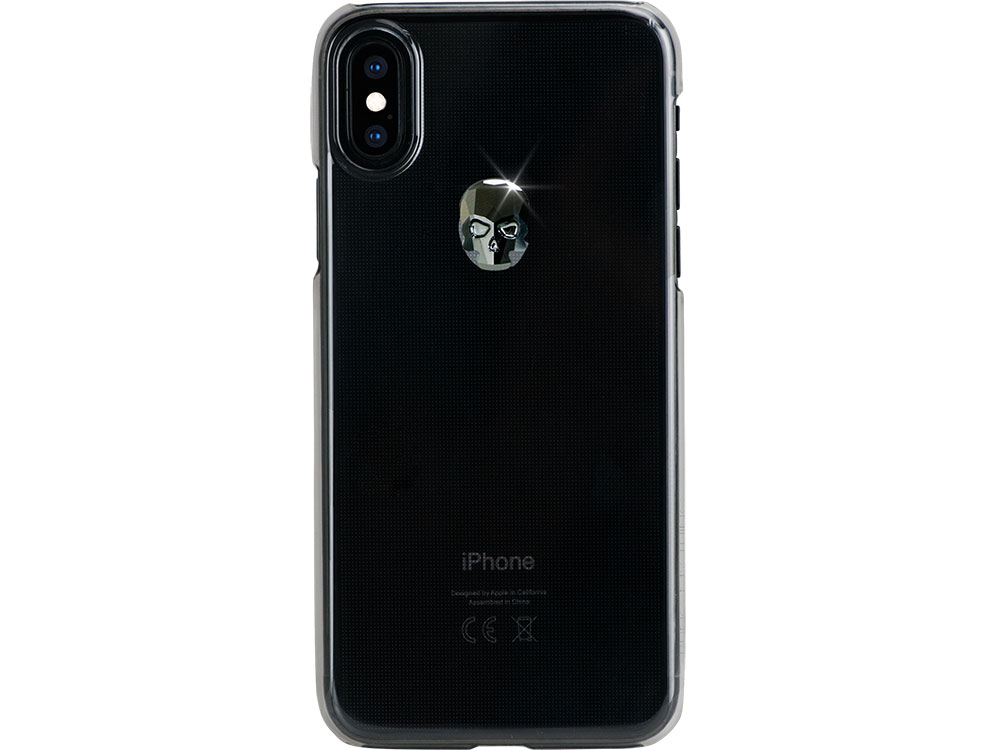 

Чехол Bling My Thing для iPhone XS/X, с кристаллами Swarovski. Материал пластик. Коллекция Treasure, Дизайн Jet Hematite Skull прозрачный