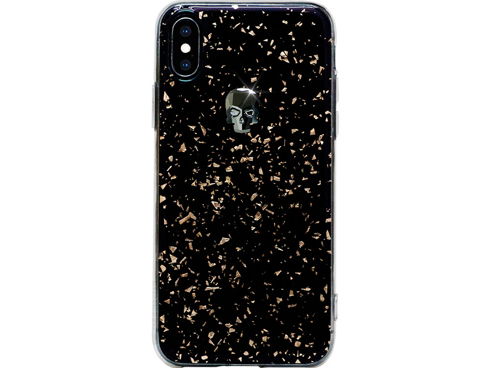 

Чехол Bling My Thing для iPhone XS/X, с кристаллами Swarovski. Материал пластик. Коллекция Treasure, Дизайн Jet Hematite Skull черный