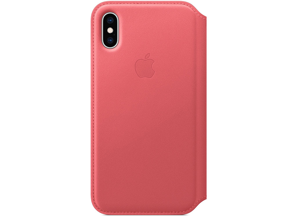 iPhone XS Leather Folio - Peony Pink