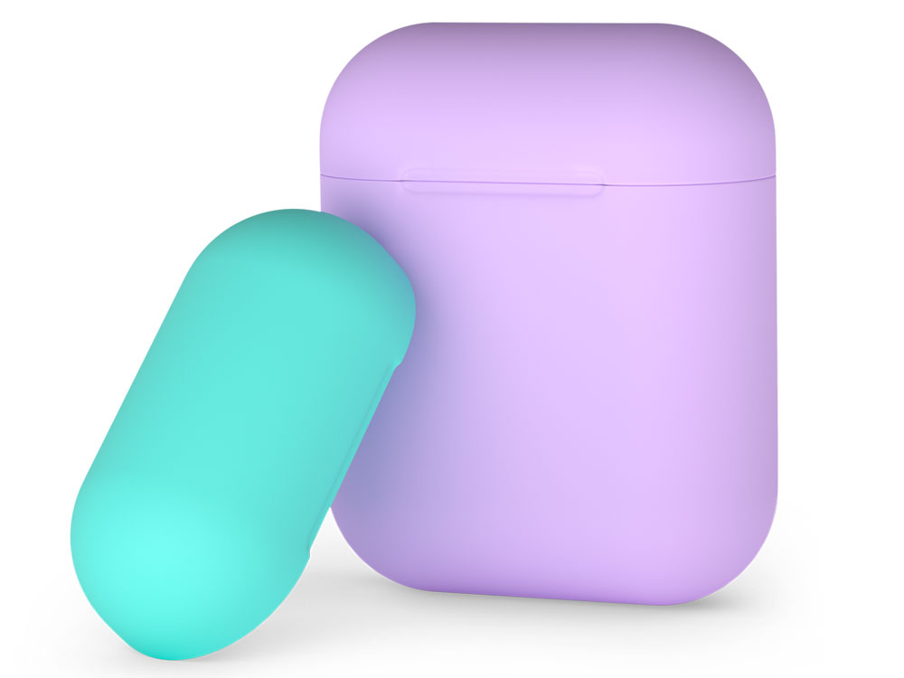 

Силиконовый чехол Deppa для AirPods, двухцветный (лавандовый/мятный)