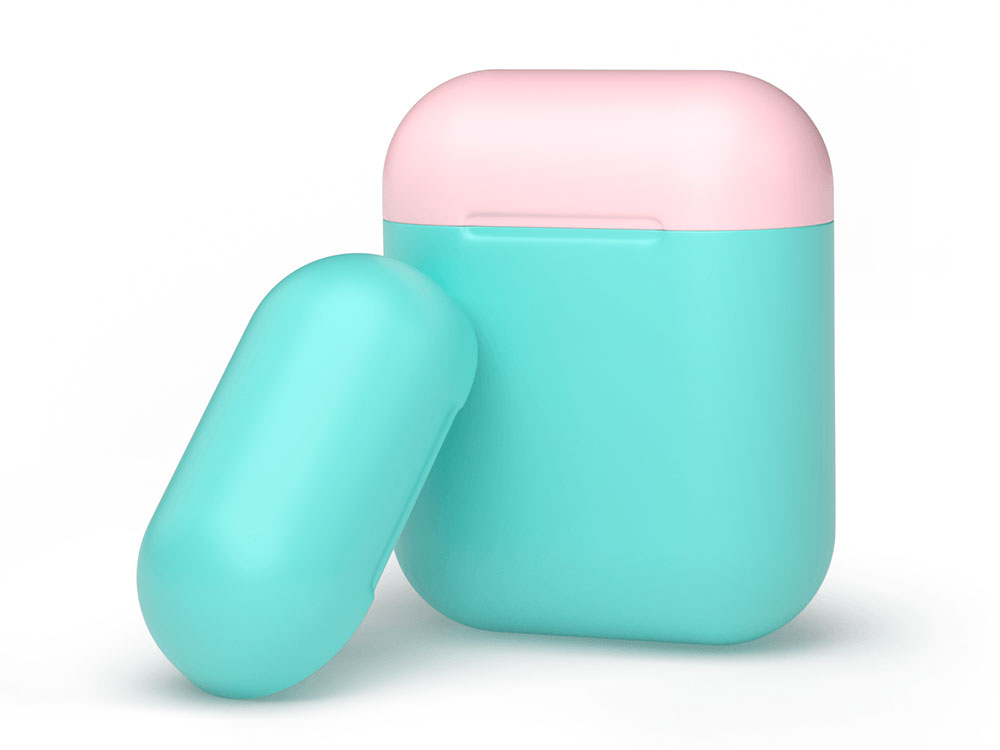 

Силиконовый чехол Deppa для AirPods, двухцветный (мятный/розовый)