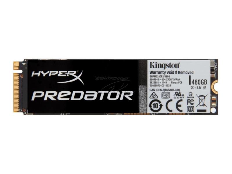 

SSD Твердотельный накопитель M.2 480 Gb Kingston Predator PCIe SSD Read 1100Mb/s Write 910Mb/s PCI-E