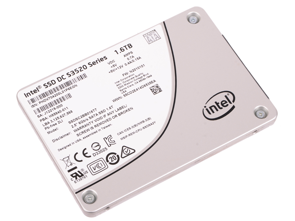 

SSD накопитель Intel S3520 SSDSC2BB016T7 1.6Tb SATA III/2.5"