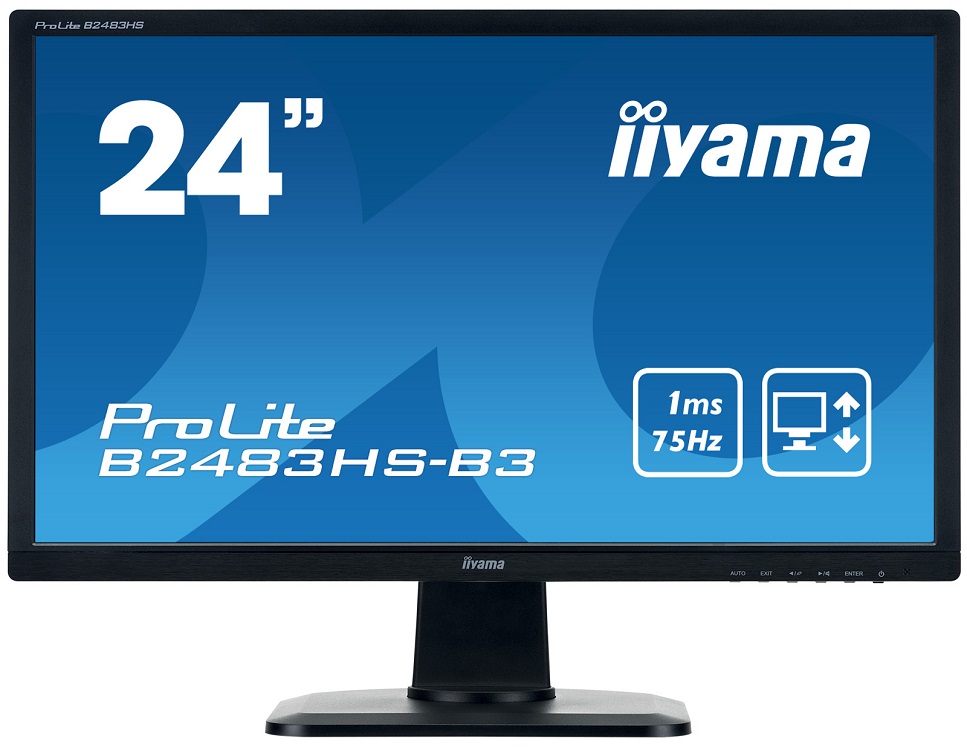 

Монитор iiYama B2483HS-B3 24" Black 1920 x 1080/TN/75Hz/1ms/VGA (D-Sub), DP, HDMI