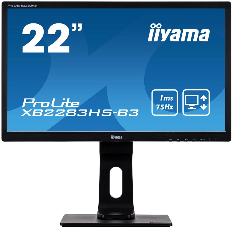 

Монитор iiYama ProLite XB2283HS-B3 22" Black 1920x1080/VA/75Hz/4ms/VGA (D-Sub), DP, HDMI, Speaker, VESA