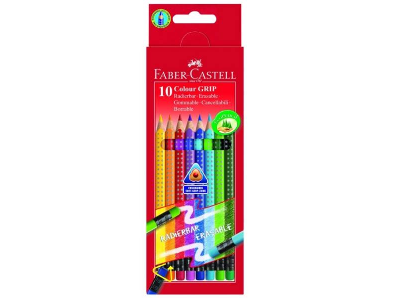 

Карандаши цветные Faber-Castell Grip 2001 10 цветов ластик 116613
