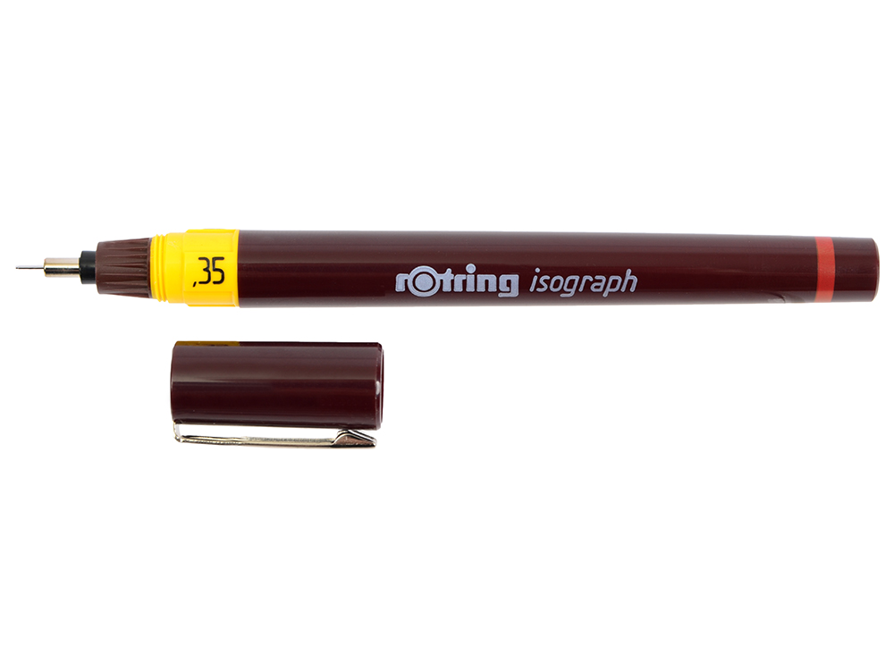 

Изограф Rotring 0.35мм съемный пишущий узел/заправка тушь корпус бордовый 1903400