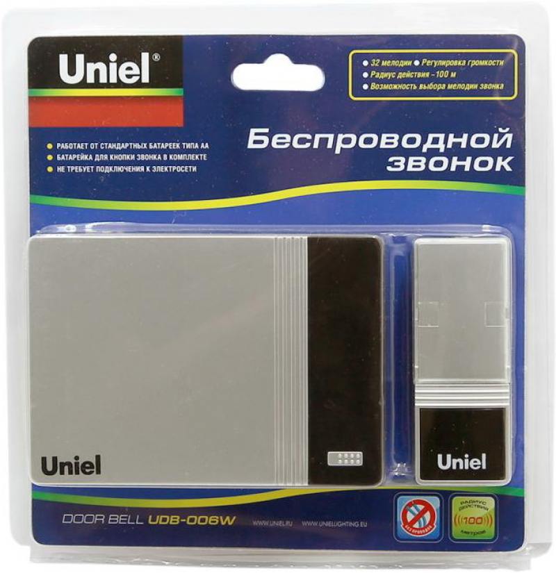 

Звонок беспроводной (03613) Uniel UDB-006W-R1T1-32S-100M-SL
