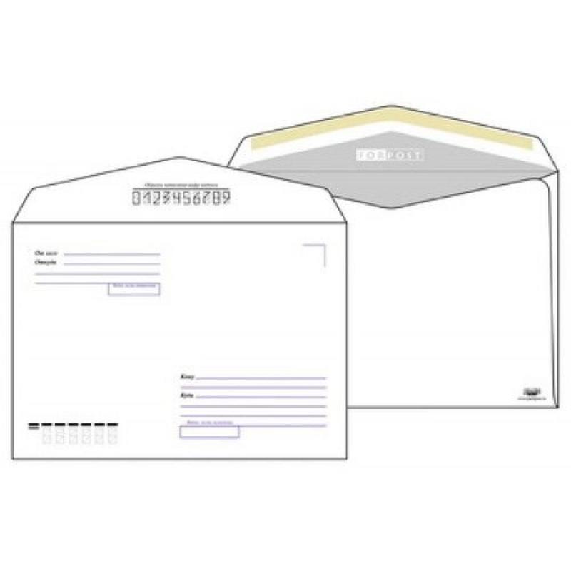 

Конверт С5 FORPOST КОМУ-КУДА ДЕКСТРИН, внут.запечат., треуг. клапан, 80 г/м2, 162х229, цена за шт.