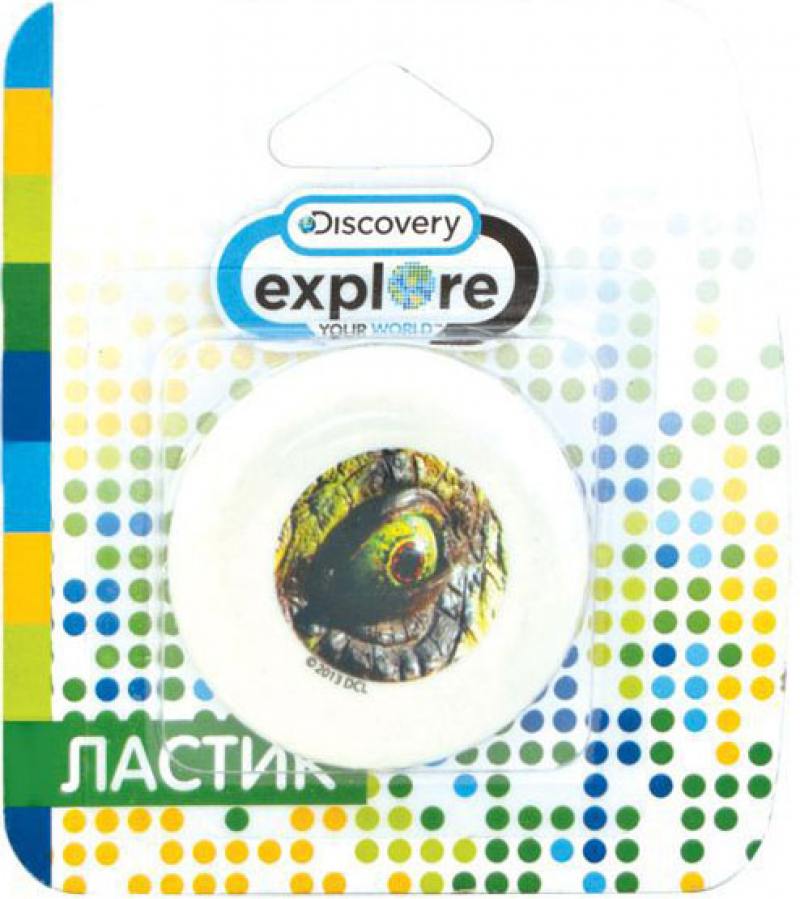 

Ластик ACTION! Discovery круглый, белый с цветной печатью, блистер, 4 вида