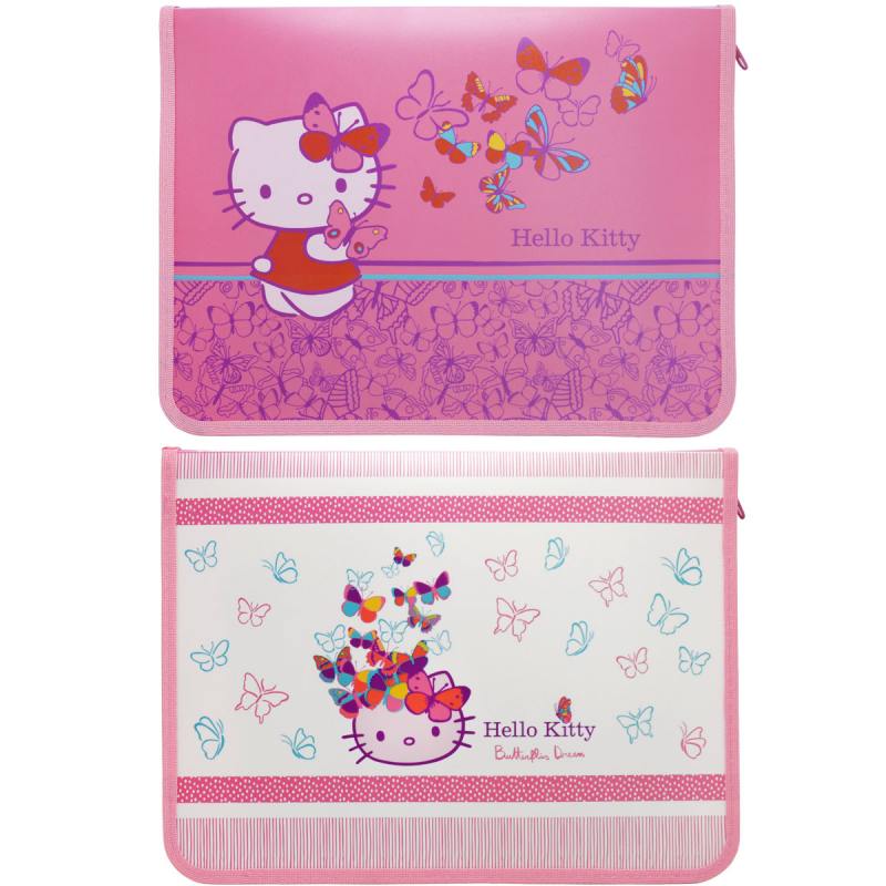 

Папка для труда ACTION! HELLO KITTY на молнии, с откидной планкой, пластиковые ручки, А4, 2 дизайна