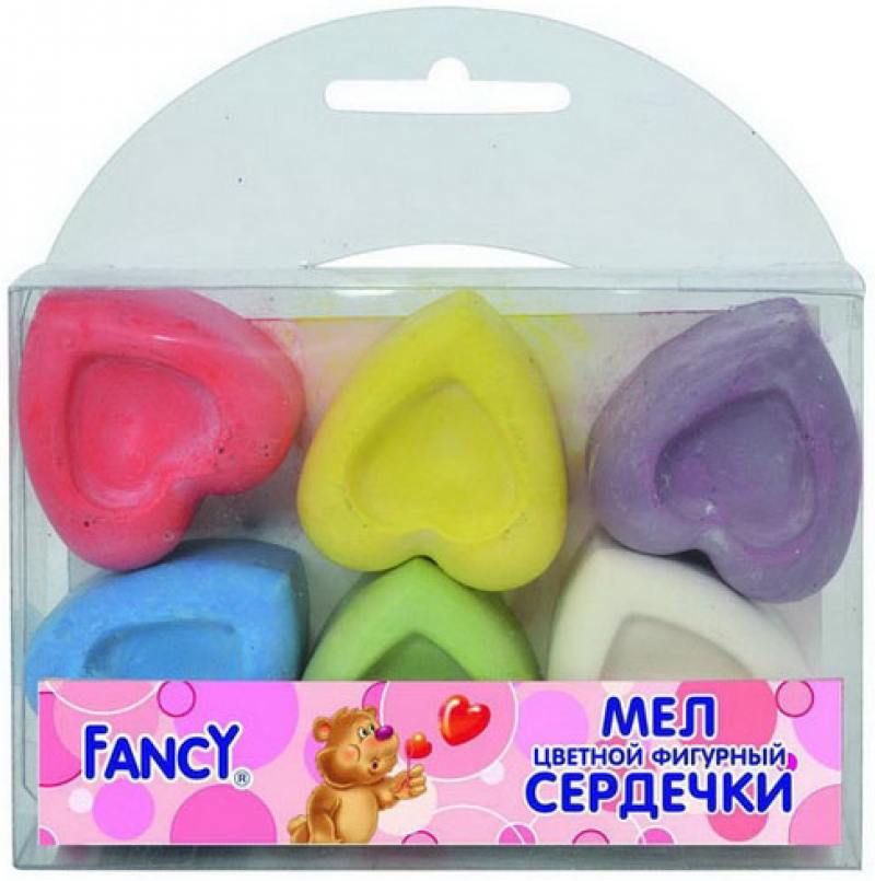

Мелки цветные, фигурные, сердечки,FANCY, блистерная уп., 6 шт., (ACTION!)