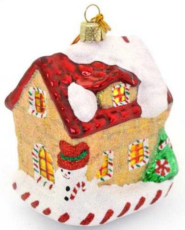 

Украшение елочное ДОМ КАРАМЕЛЬНЫЙ, 9,5 см, стекло, 1 шт в карт.кор