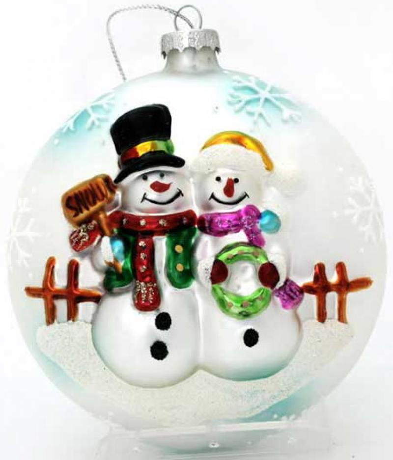 

Украшение елочное шар СНЕГОВИКИ, 10см