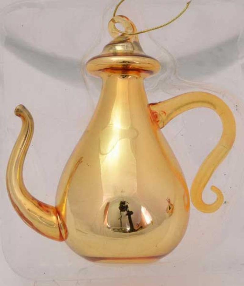 

Украшение елочное ЧАЙНИК, 1 шт, 11*9,5 см, золотистый, в карт.кор, стекло