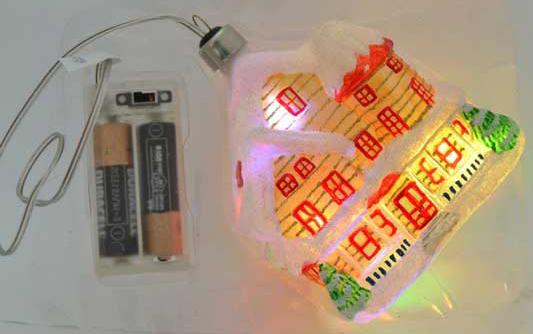 

Украшение елочное ДОМИК с LED, 1 шт, 12 см, в карт.кор, стекло