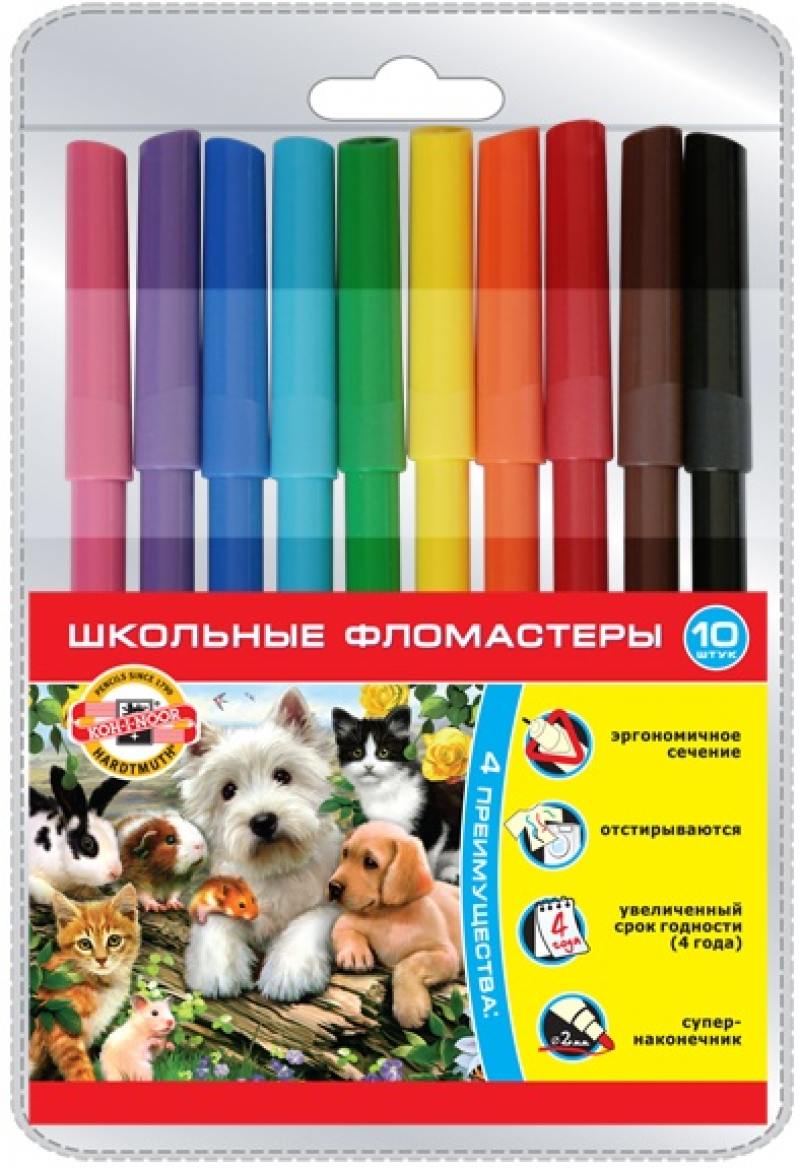 

Набор фломастеров Koh-i-Noor Домашние животные 10 шт разноцветный 1002/10 TE 1002/10 TE
