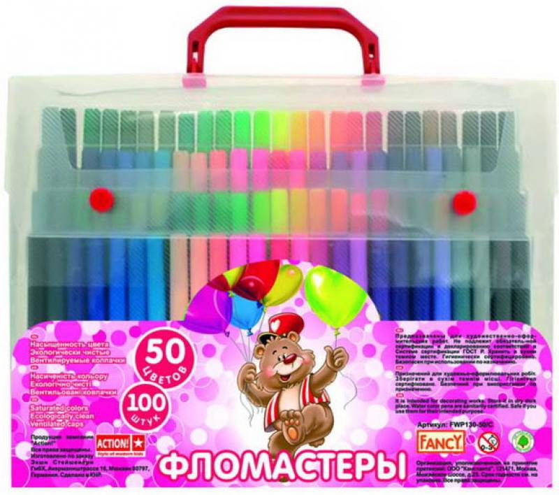

Набор фломастеров Action! FANCY 100 шт разноцветный FWP130-50/C в ассортименте FWP130-50/C