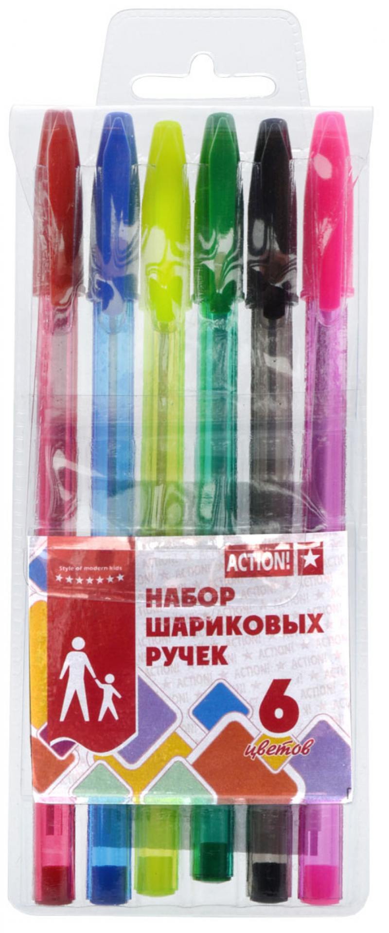 

Набор шариковых ручек Action! ABP0601 6 шт разноцветный ABP0601