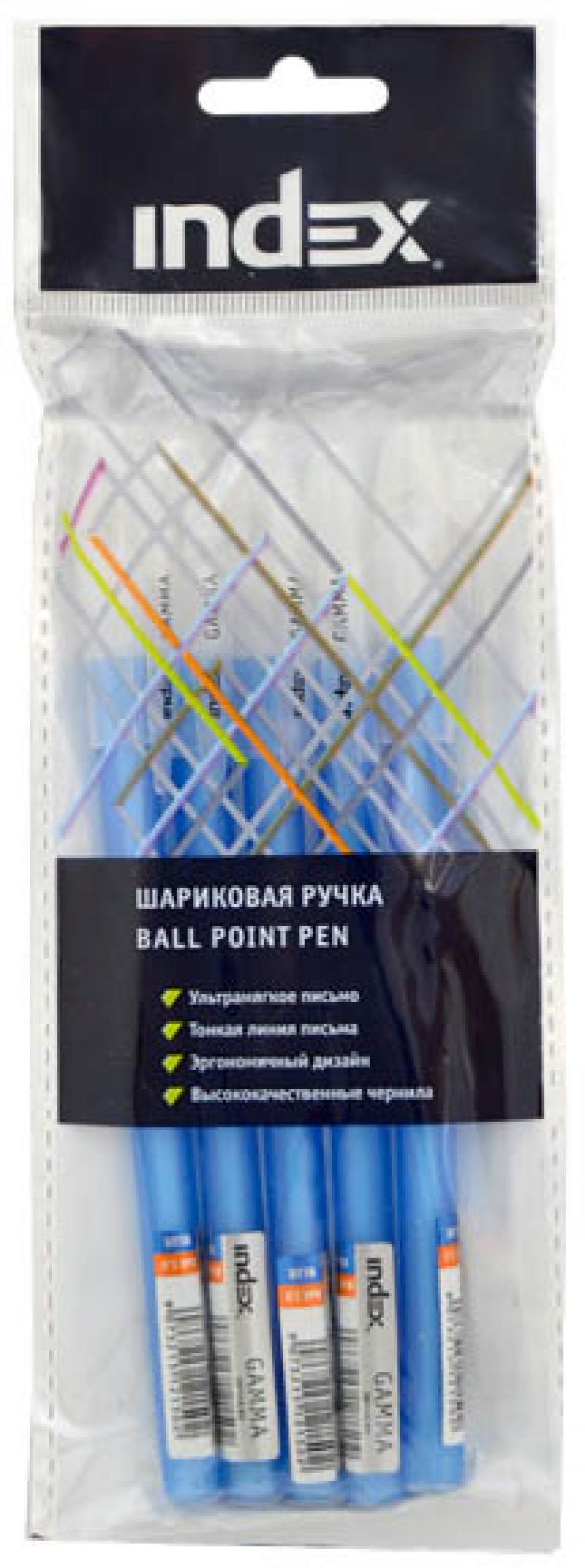 

Набор шариковых ручек Index IBP319S/5 5 шт синий 1 мм IBP319S/5