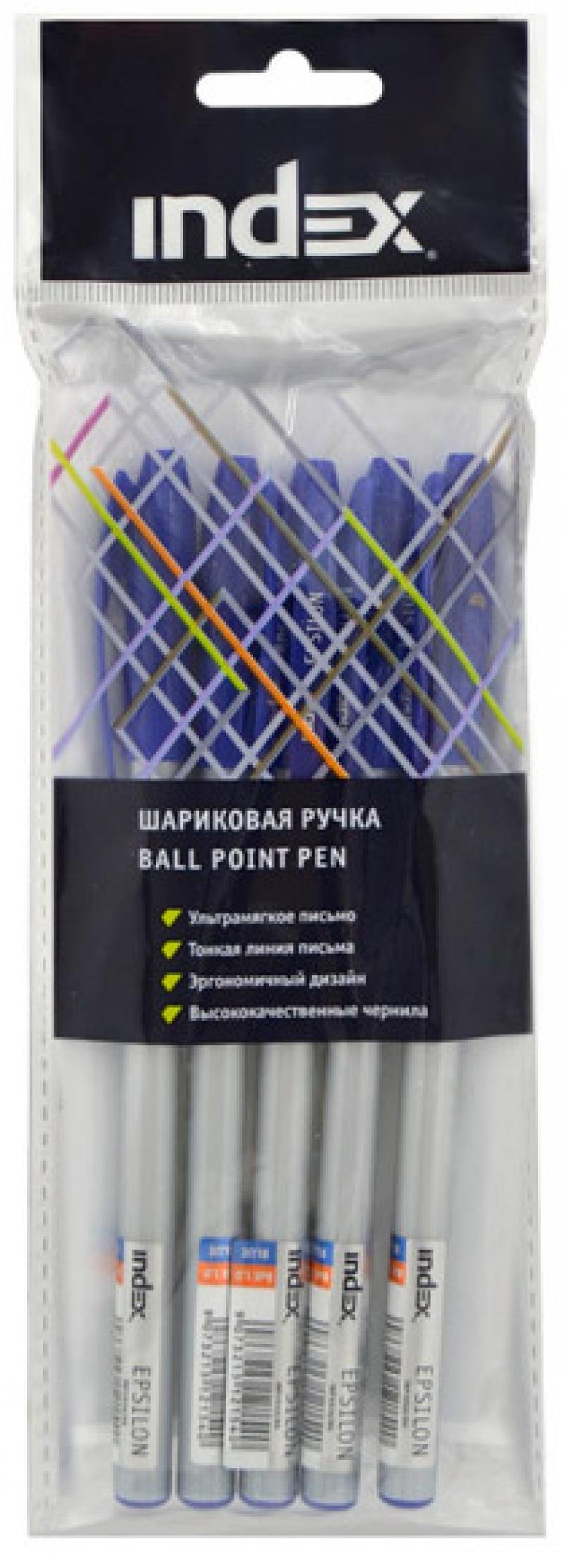 

Набор шариковых ручек Index IBP3110S/5 5 шт синий 1 мм