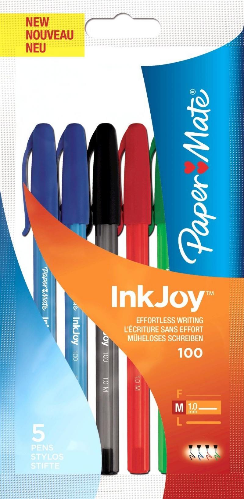 

Набор шариковых ручек Paper Mate InkJoy 100 5 шт разноцветный 1 мм 1842139 1842139