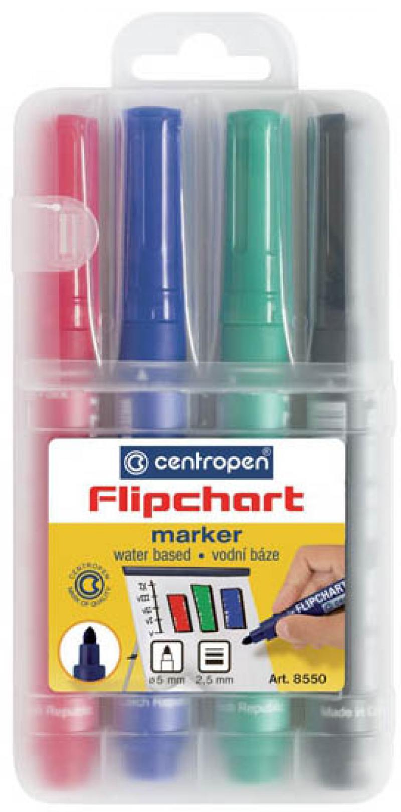 

Набор маркеров Centropen FLIPCHART 2.5 мм 4 шт синий зеленый черный красный 8550/4 PVC 8550/4 PVC