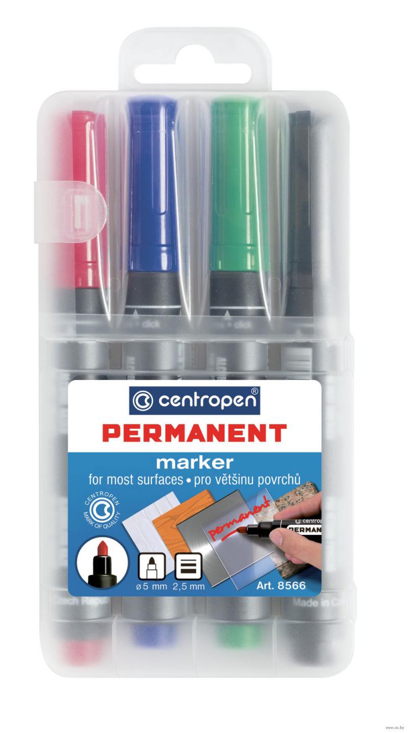

Набор маркеров Centropen 8566/04 PVC 2.5 мм 4 шт разноцветный 8566/04 PVC