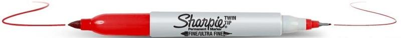 

Маркер перманентный Paper Mate SHARPIE TWIN TIP, 1 мм красный PM-S0811110 PM-S0811110