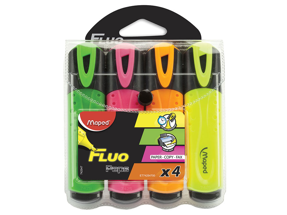 

Набор текстмаркеров Maped Fluo Pep's Classic 1 мм 4 шт разноцветный 742547 742547
