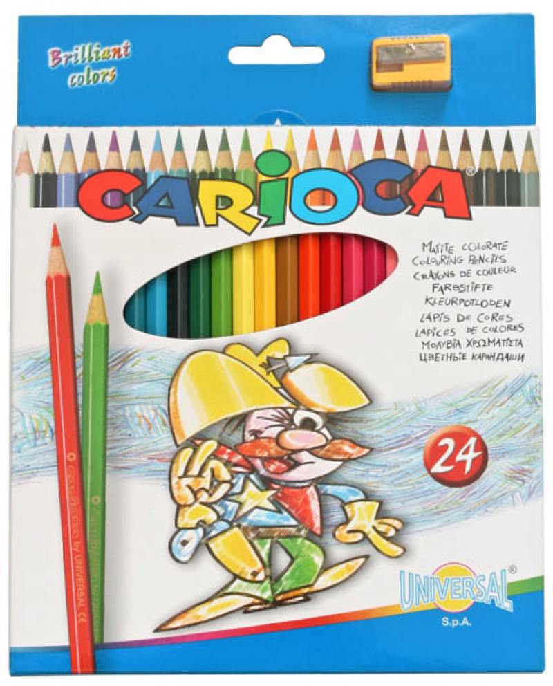 

Набор цветных карандашей Universal Carioca 24 шт 17.5 см односторонние 40381 + точилка 40381