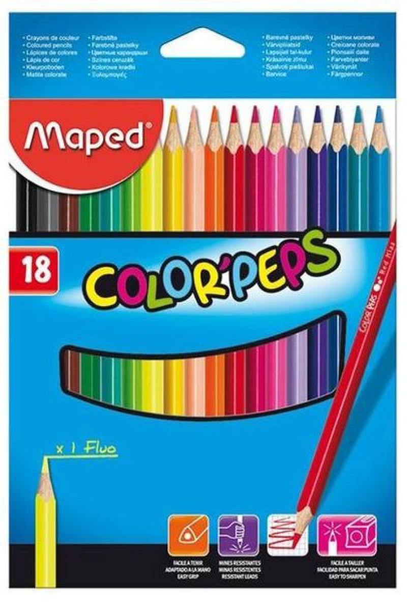 

Набор цветных карандашей Maped Color Peps 18 шт 17.5 см 183218