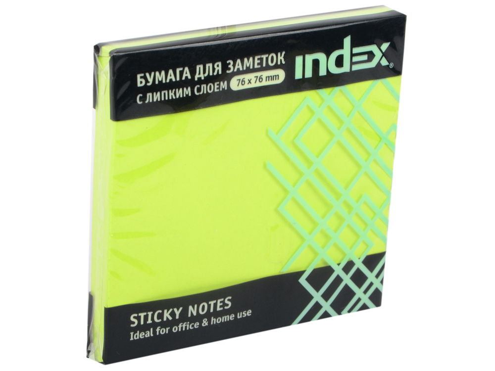 

Бумага с липким слоем Index 100 листов 76х75 мм зеленый I453803